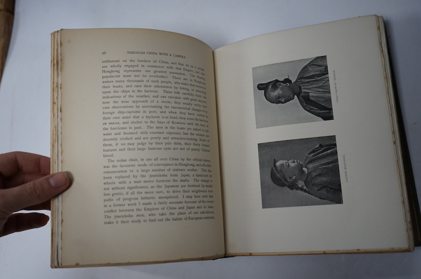 Thomson, John - Through China with a Camera, 1st edition, half-title, frontispiece, complete ‘with nearly 100 illustrations’, with authors ink presentation inscriptions to Alfred de Rothschild (1842-1918), 4to, green clo